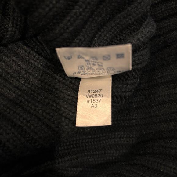 Vintage Lands' End Chunky Ribbed Knit Black Cotton 1/4 Zip Sweater Men's Large - Picture 5 of 6